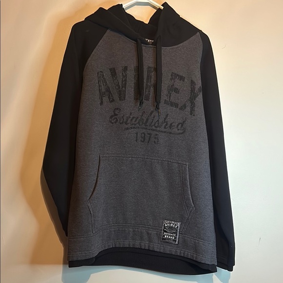 Avirex Gray and Black Two-Toned Hoodie - Picture 1 of 7